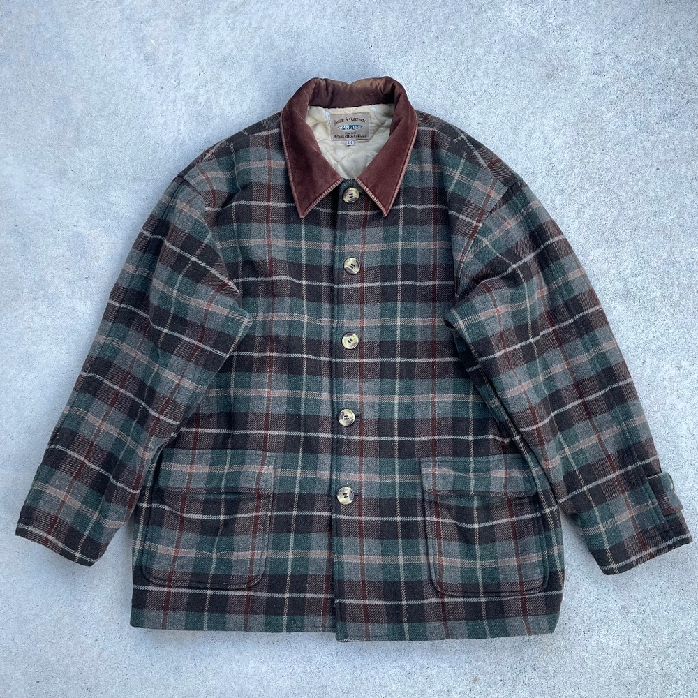 Plaid Men's Jacket with Brown Collar